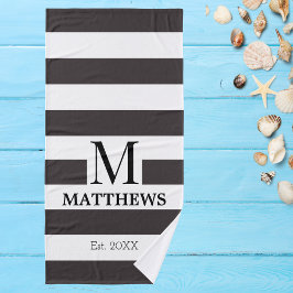 Monogram Marine Blauwe Strepen Familie Strand Huis Bad Handdoek