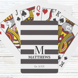 Monogram Marine Blauwe Strepen Nautische familiena Pokerkaarten