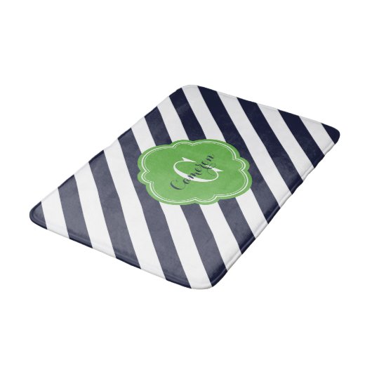 Monogram marine- en Green Preppy Stripes Badmat (Gekanteld)