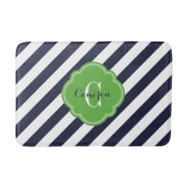 Monogram marine- en Green Preppy Stripes Badmat