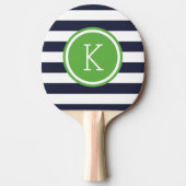 Monogram marine- en Green Preppy Stripes Tafeltennisbatje (Voorkant)