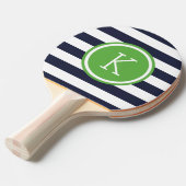 Monogram marine- en Green Preppy Stripes Tafeltennisbatje (Voorkant Gekanteld)