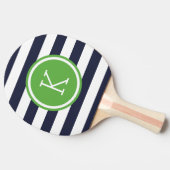Monogram marine- en Green Preppy Stripes Tafeltennisbatje (Zijkant)