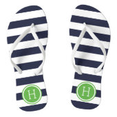 Monogram marine- en Green Preppy Stripes Teenslippers (Voetbed)