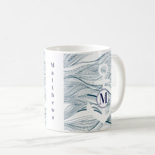 Monogram marine en witte anchor koffiemok
