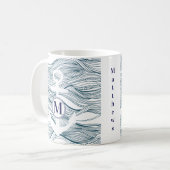 Monogram marine en witte anchor koffiemok (Voorkant links)