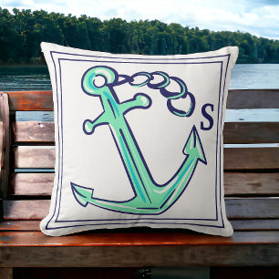 Monogram Marine Groen Anker Nautische Boot Kussen