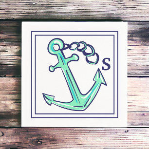 Monogram Marine Groen Anker Nautische Boot Kust Servet
