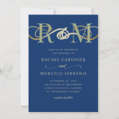 Monogram Marine Olijfsalie Groen QR Code Huwelijk Kaart (Voorkant)