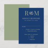 Monogram Marine Olive Sage Green Wedding RSVP (Voorkant / Achterkant)