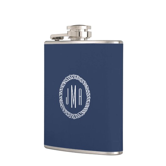 Monogram marine & White Nautical Rope Heupfles (Links)