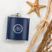 Monogram marine & White Nautical Rope Heupfles