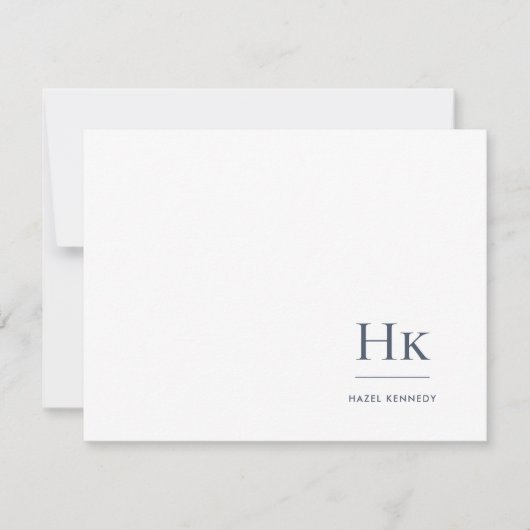 Monogram Marine Wit Eenvoudige Elegante Sociale No Notitiekaartje (Voorkant)