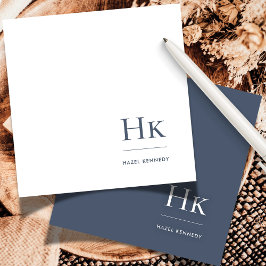 Monogram Marine Wit Eenvoudige Elegante Sociale No Notitiekaartje