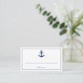 Monogram marineblauw Anchor Nautical Wedding Plaatskaartje (Staand voorkant)