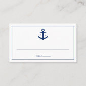 Monogram marineblauw Anchor Nautical Wedding Plaatskaartje (Voorkant)