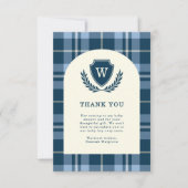 Monogram marineblauw Baby shower bedankkaart (Voorkant)