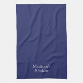 Monogram marineblauw en witte Aangepaste Naam Theedoek (Verticaal)