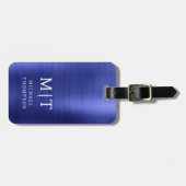 Monogram marineblauw geborsteld metallic elegant bagagelabel (Voorkant horizontaal)