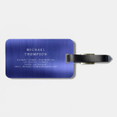 Monogram marineblauw geborsteld metallic elegant bagagelabel (Achterkant horizontaal)