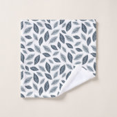 Monogram marineblauw grijze bladeren botanische ca bad handdoek (Wasdoekje)