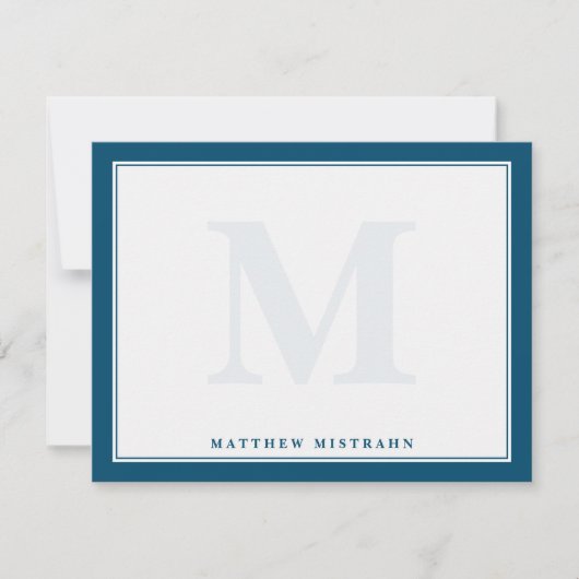 Monogram marineblauw mannelijk Mannen Notitiekaartje (Voorkant)