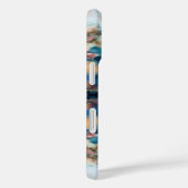 Monogram marineblauw turquoise crème abstract wate Case-Mate iPhone case (Achterkant / Rechts)