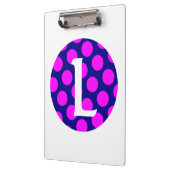 Monogram marinegeld en magenta Polka Dot Klembord (Links)