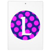 Monogram marinegeld en magenta Polka Dot Klembord (Achterkant)