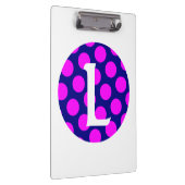 Monogram marinegeld en magenta Polka Dot Klembord (Rechts)