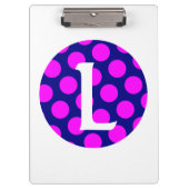 Monogram marinegeld en magenta Polka Dot Klembord (Voorkant)