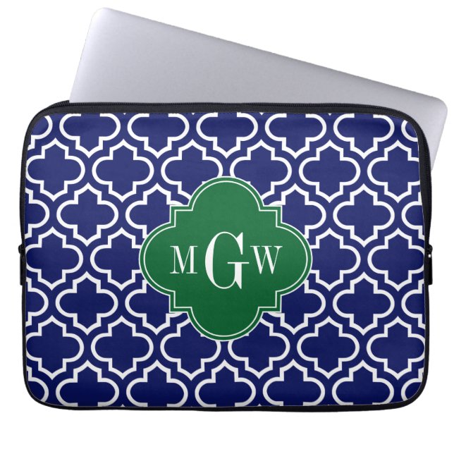 Monogram marinehout Marokkaans #6 Forest Grn 3 Ini Laptop Sleeve (Voorkant)