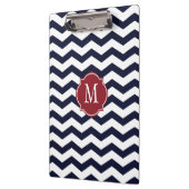 Monogram marinekleurig blauw en rood-Chevron Klembord (Links)