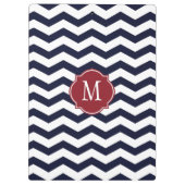 Monogram marinekleurig blauw en rood-Chevron Klembord (Achterkant)