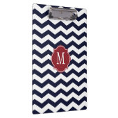 Monogram marinekleurig blauw en rood-Chevron Klembord (Rechts)