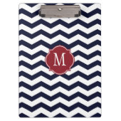 Monogram marinekleurig blauw en rood-Chevron Klembord (Voorkant)