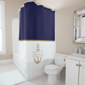 Monogram marinemacht blauw goudanker uit de autisc douchegordijn (In situ)