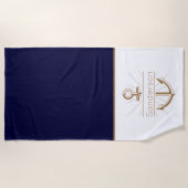 Monogram marinemacht blauw goudanker uit de autisc strandlaken (Voorkant)