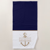 Monogram marinemacht blauw goudanker uit de autisc strandlaken