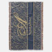 Monogram marinemacht Blue Gold Leaf Passen getrouw Deken (Voorkant Verticaal)