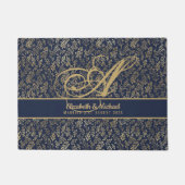 Monogram marinemacht Blue Gold Leaf Passen getrouw Deurmat (Voorkant)