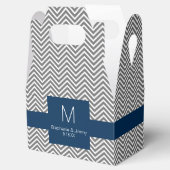 Monogram marinemonogram zeemacht en grijze Chevron Bedankdoosjes (Geopend)