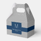 Monogram marinemonogram zeemacht en grijze Chevron Bedankdoosjes (Voorkant Zijde)