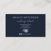 Monogram marinemuinenblauw waterverf chic make-up visitekaartje (Achterkant)