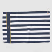  monogram marinesblauw en witte strepen gestreept golfhanddoek (Horizontaal)