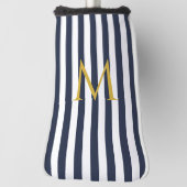  monogram marinesblauw en witte strepen gestreept golfheadcover (Draai 90)