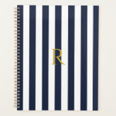  monogram marinesblauw en witte strepen gestreept planner (Voorkant)