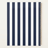  monogram marinesblauw en witte strepen gestreept planner (Achterkant)