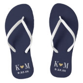 Monogram marinescheepsvaart en goudhuwelijk teenslippers (Voetbed)