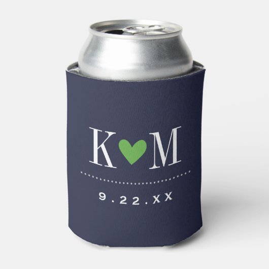 Monogram marinescheepvaart en groene moderne bruil blikjeskoeler (Blikje Voorkant)